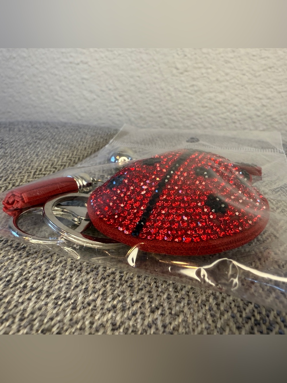 Red Ladybug Crystal Keychain Bag Charm - Picture 7 of 13